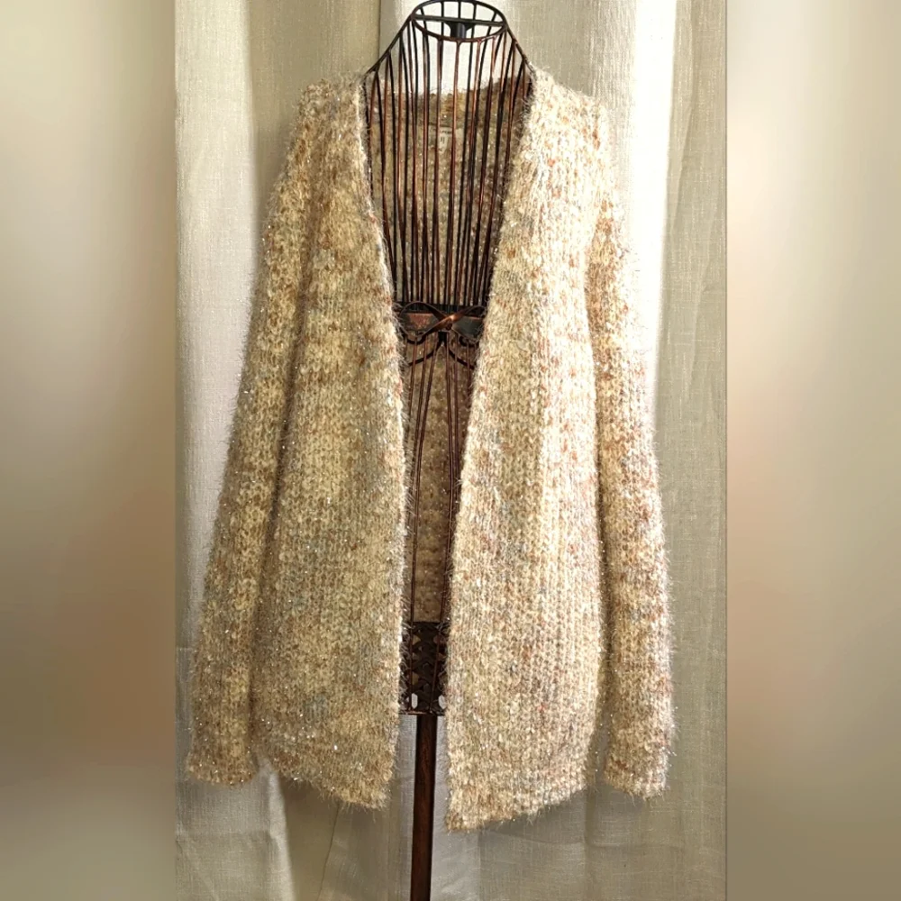 Maurice’s‎ Cardigan -  Beige/Cream/Gray/Silver Sparkle